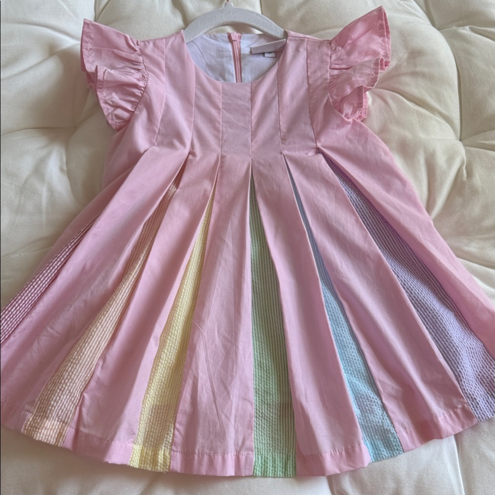 The Yellow Lamb Rainbow Panel Dress NWOT